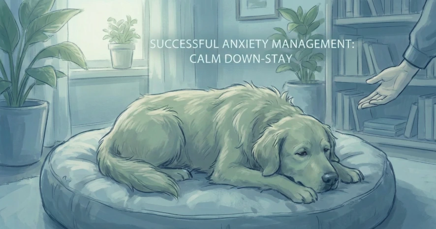 dog anxiety training down stay command calm behavior hot spots prevention